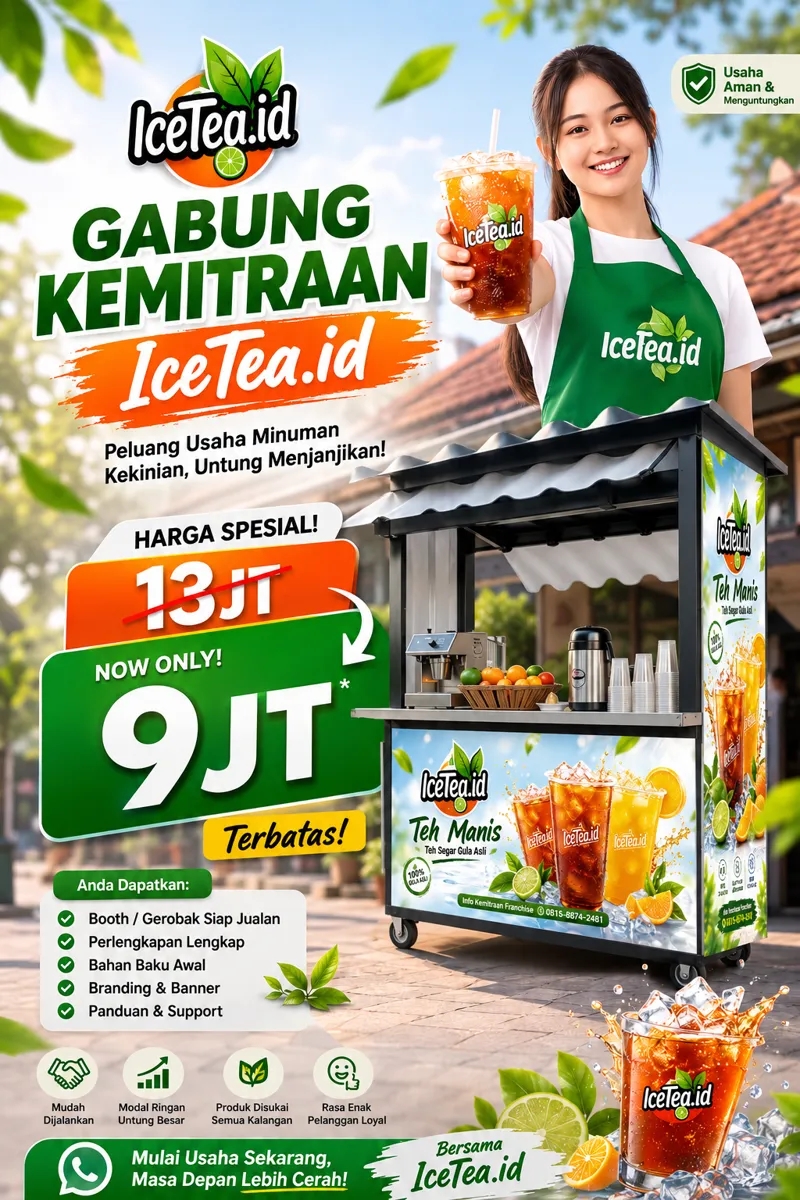 Promo kemitraan es teh IceTea.id paket 9 juta